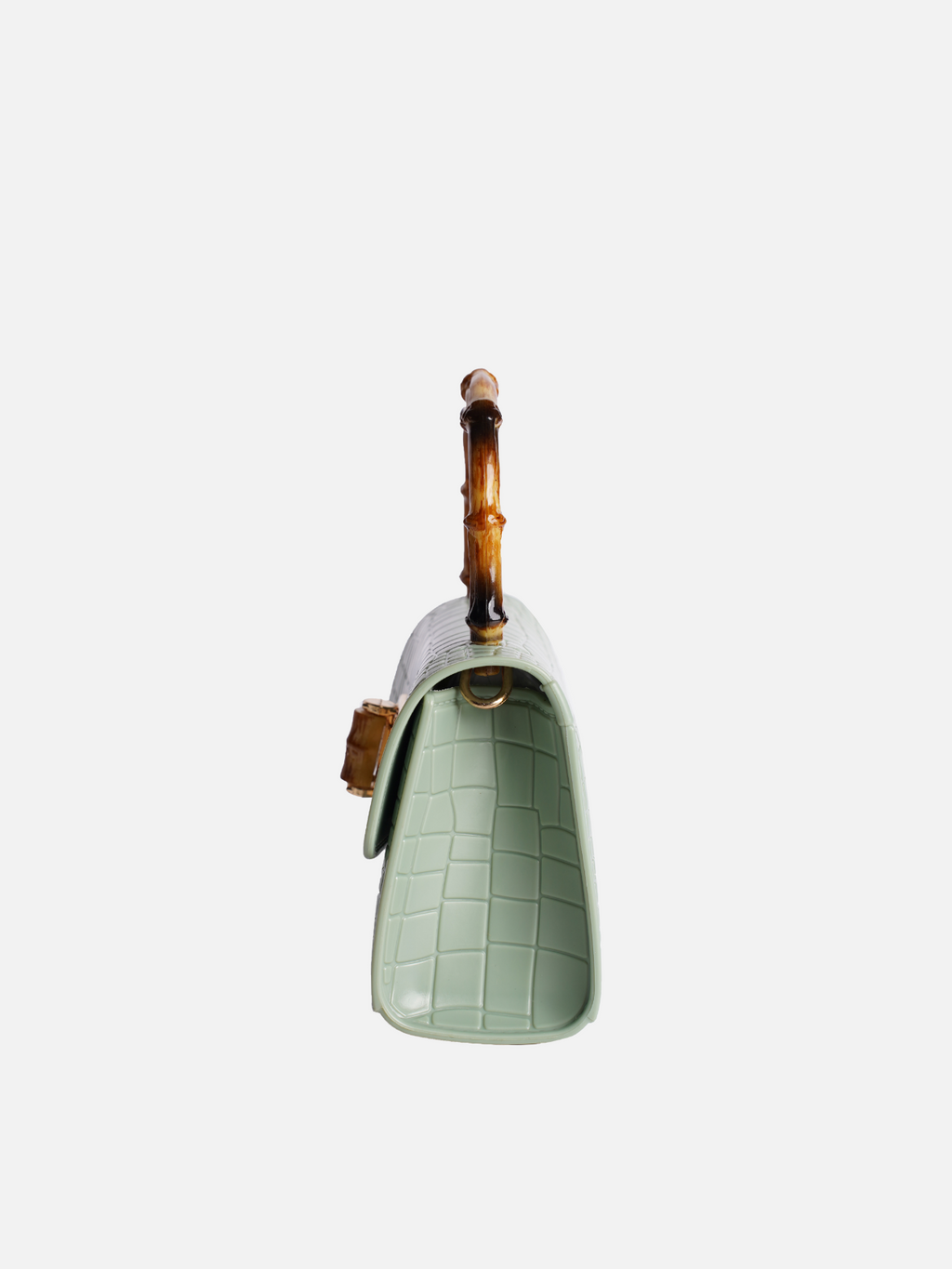Croc Bamboo Handle Mini Bag