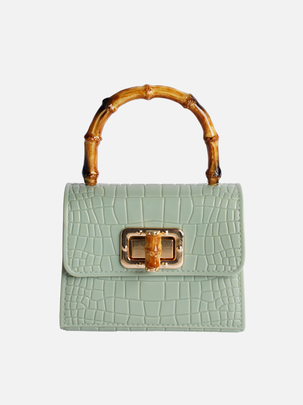 Croc Bamboo Handle Mini Bag
