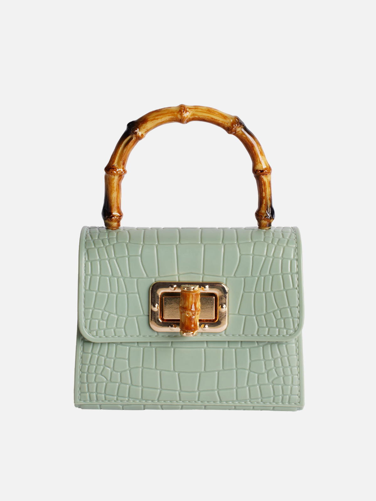 Croc Bamboo Handle Mini Bag