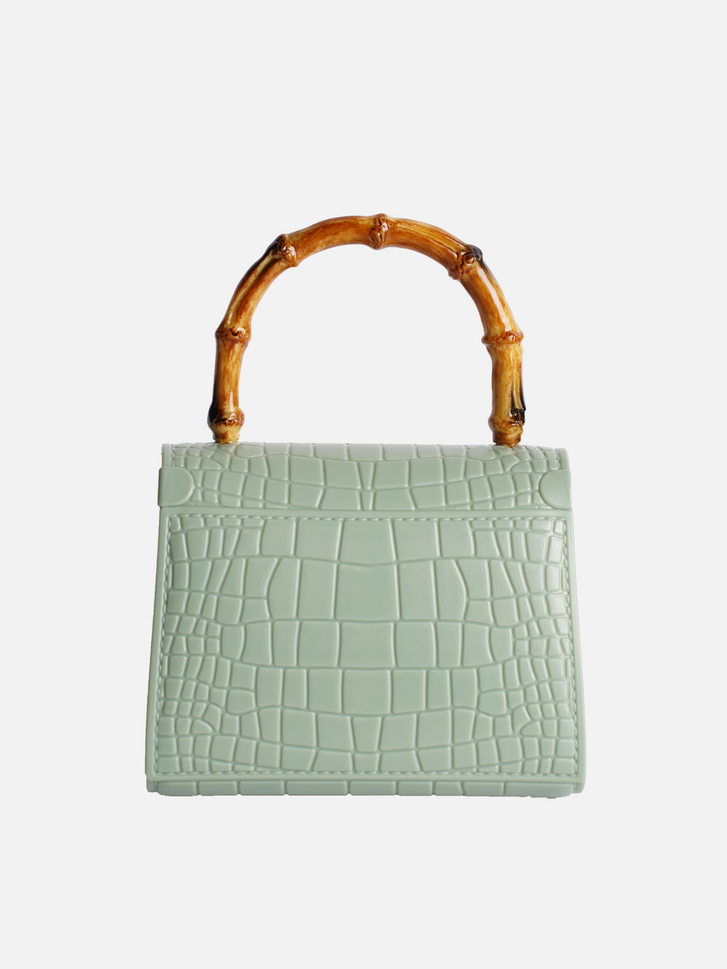 Croc Bamboo Handle Mini Bag