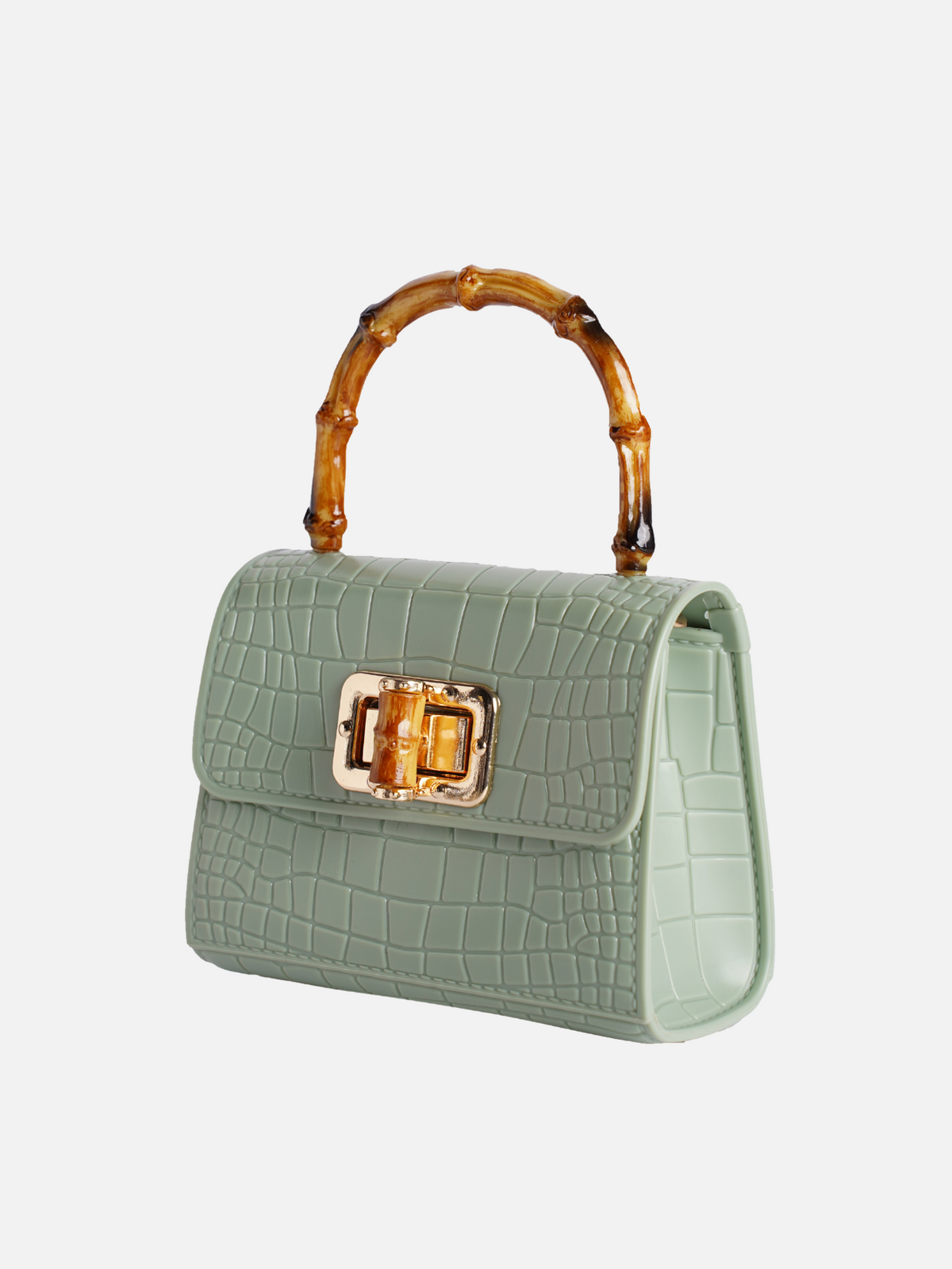 Croc Bamboo Handle Mini Bag