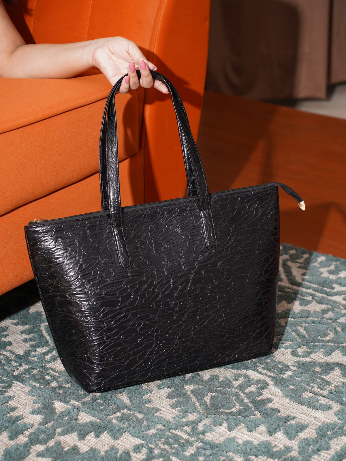 Black Classic Solid Tote Bag